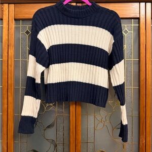 American Eagle Outfitters Navy and White Striped Sweater